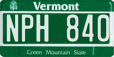 VT license plate NPH840