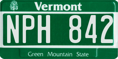 VT license plate NPH842
