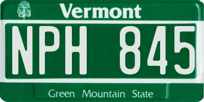VT license plate NPH845