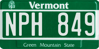 VT license plate NPH849