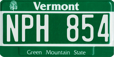 VT license plate NPH854
