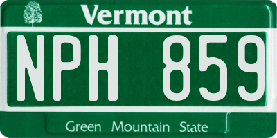 VT license plate NPH859