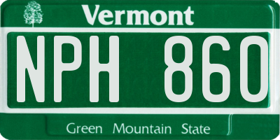 VT license plate NPH860