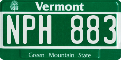 VT license plate NPH883