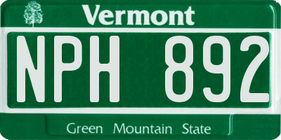 VT license plate NPH892