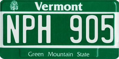 VT license plate NPH905