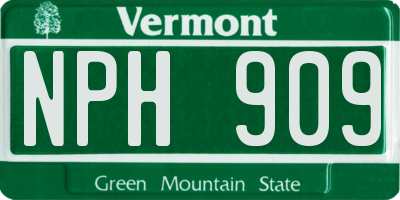 VT license plate NPH909