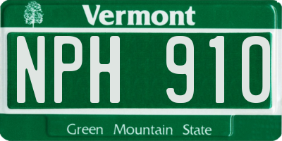 VT license plate NPH910