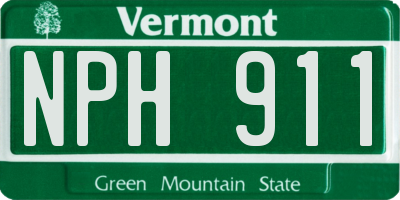 VT license plate NPH911