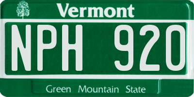 VT license plate NPH920