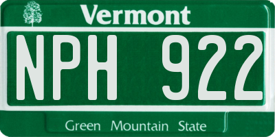 VT license plate NPH922