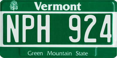 VT license plate NPH924