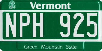 VT license plate NPH925