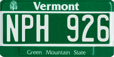 VT license plate NPH926
