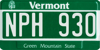 VT license plate NPH930