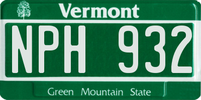 VT license plate NPH932