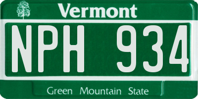 VT license plate NPH934