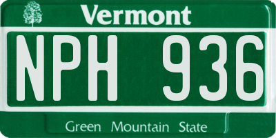 VT license plate NPH936