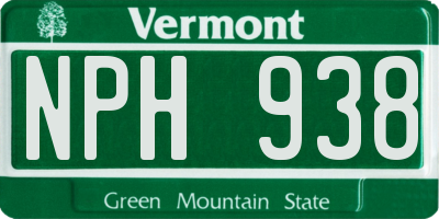 VT license plate NPH938
