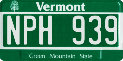 VT license plate NPH939