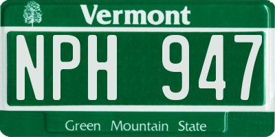 VT license plate NPH947