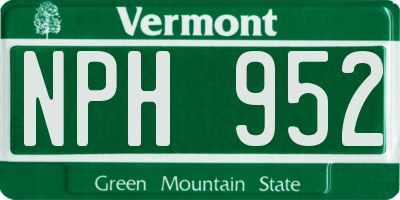 VT license plate NPH952