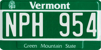 VT license plate NPH954