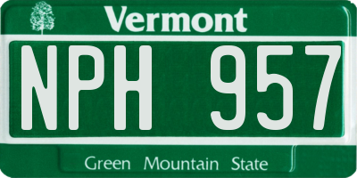 VT license plate NPH957