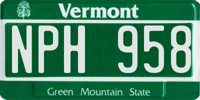 VT license plate NPH958