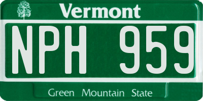 VT license plate NPH959
