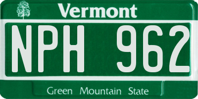 VT license plate NPH962