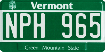 VT license plate NPH965