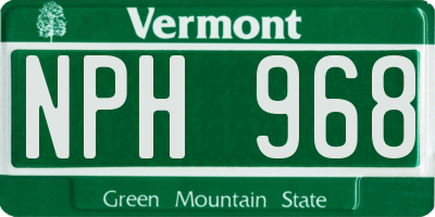 VT license plate NPH968