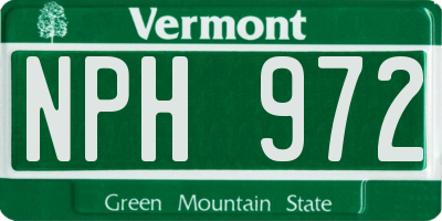 VT license plate NPH972