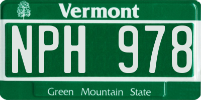 VT license plate NPH978