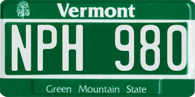 VT license plate NPH980