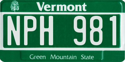 VT license plate NPH981