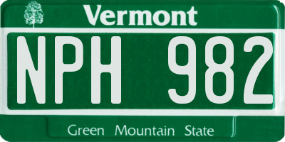 VT license plate NPH982