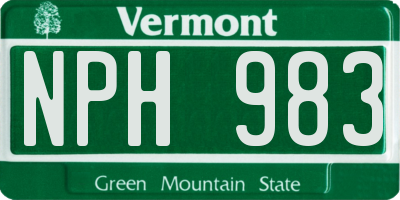 VT license plate NPH983