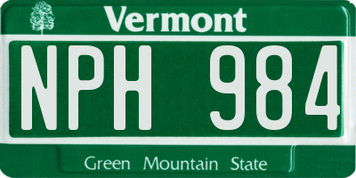 VT license plate NPH984