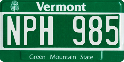 VT license plate NPH985