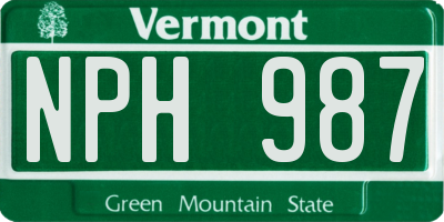 VT license plate NPH987