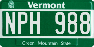 VT license plate NPH988