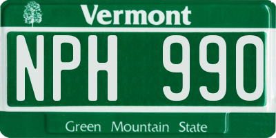VT license plate NPH990