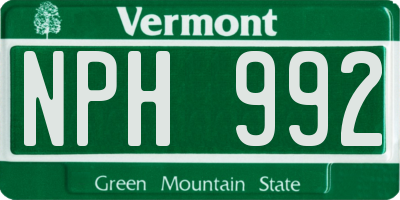 VT license plate NPH992