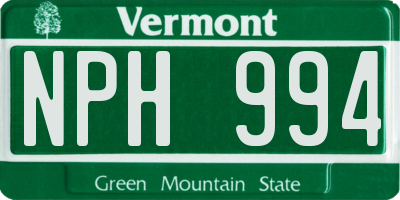 VT license plate NPH994