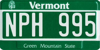 VT license plate NPH995