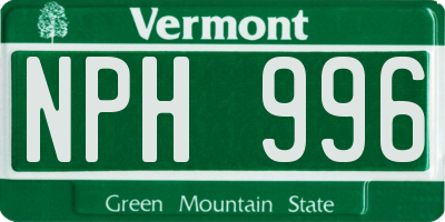 VT license plate NPH996