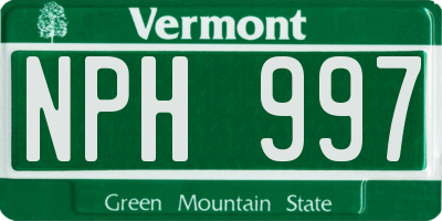 VT license plate NPH997