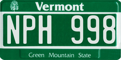 VT license plate NPH998